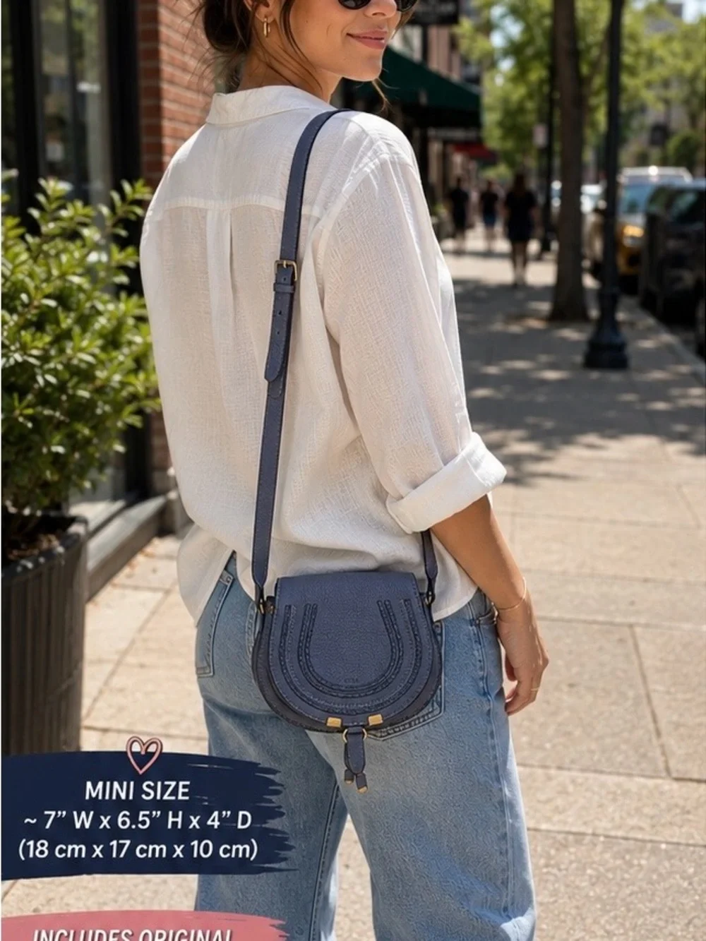 Chloé Marcie Mini Crossbody Blue Pebbled Leather Authentic w/ COA & Dust Bag